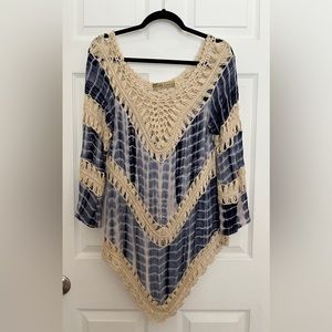 Jessica Taylor NYC One Size Crochet Poncho/Swim Cover Up